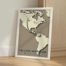 Yellow Warbler Migration Map - Minimalistisch Vint