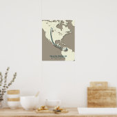 Yellow Warbler Migration Map - Minimalistisch Vint Poster (Küche)