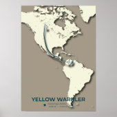 Yellow Warbler Migration Map - Minimalistisch Vint Poster (Vorne)