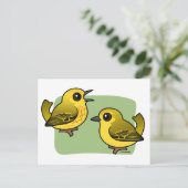 Yellow Warbler-Paar Postkarte (Stehend Vorderseite)