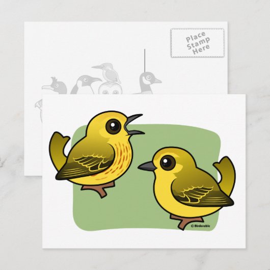 Yellow Warbler-Paar Postkarte (Vorne/Hinten)