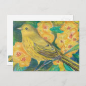 Yellow Warbler Yellow Roses Garden Postkarte (Vorne/Hinten)