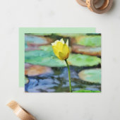 Yellow Water Lily Flower Art Note Card Set Mitteilungskarte (Vorderseite/Rückseite Beispiel)