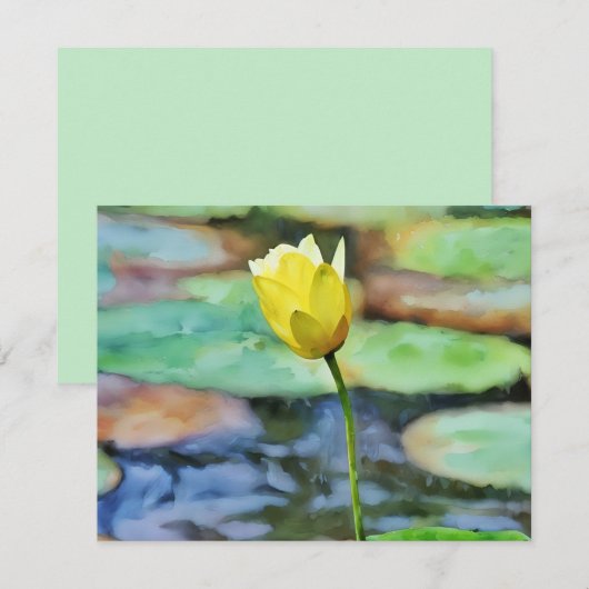 Yellow Water Lily Flower Art Note Card Set Mitteilungskarte (Vorne/Hinten)