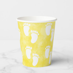 Yellow Watercolor Babydusche Muster Pappbecher