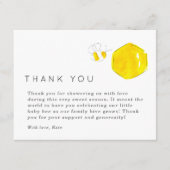 Yellow Watercolor Bee Baby Dusche Danke Begleitkarte (Vorderseite)