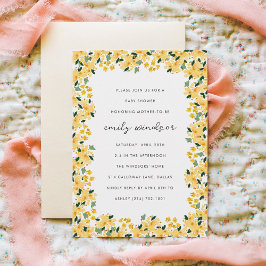 Yellow Watercolor Blumengarten Babydusche Einladung