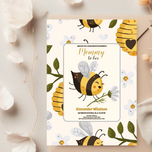 Yellow Watercolor Bumble Bee Hive Baby Dusche Einladung