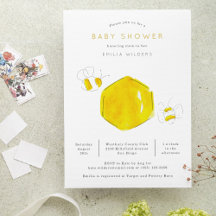 Yellow Watercolor Bumble Bee Hive Baby Dusche