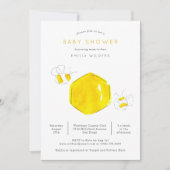 Yellow Watercolor Bumble Bee Hive Baby Dusche Einladung (Vorderseite)