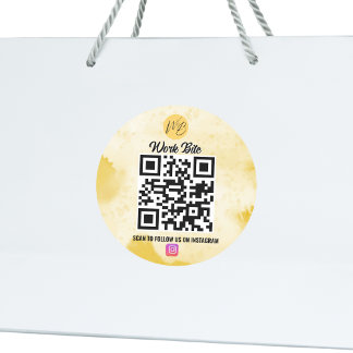 Yellow Watercolor Business Instagramm Qr Code Runder Aufkleber