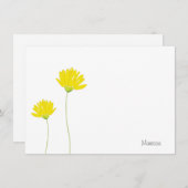 Yellow Watercolor Daisies Mitteilungskarte (Vorne/Hinten)