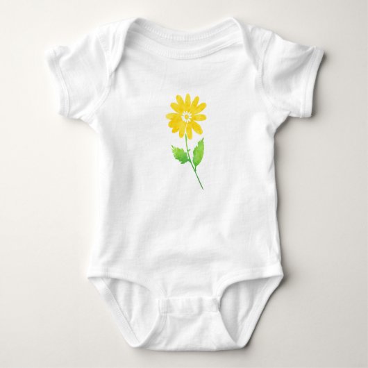 Yellow Watercolor Daisy Stem Baby Strampler (Vorderseite)
