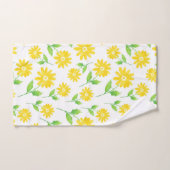 Yellow Watercolor Daisy Stems Muster Badhandtuch Set (Handtuch)