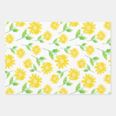 Yellow Watercolor Daisy Stems Muster Geschenkpapier Set (Vorderseite)