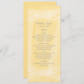 Yellow Watercolor Deko Wedding Menu Menükarte (Vorne/Hinten)