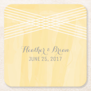 Yellow Watercolor Deko Wedding Rechteckiger Pappuntersetzer