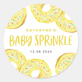 Yellow Watercolor Donuts Baby Sprinkle Danke Runder Aufkleber