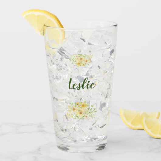 Yellow watercolor floral glas (Vorderseite Ice)