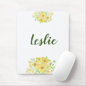 Yellow watercolor Floral Mousepad (Mit Mouse)