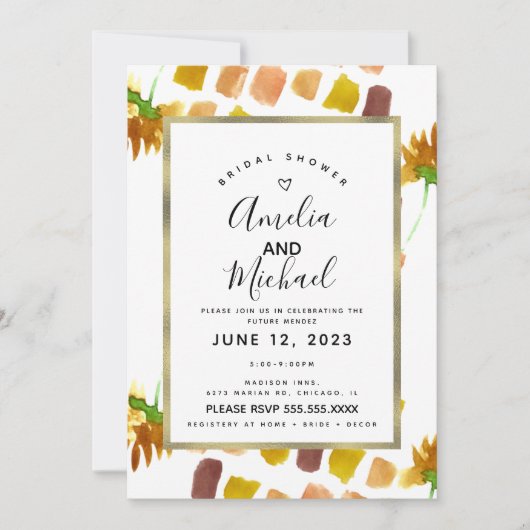 Yellow Watercolor Florals Frühjahr Sommer Painterl Einladung (Vorderseite)