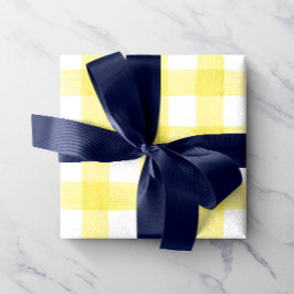 Yellow Watercolor Gingham Wrapping Paper Geschenkpapier