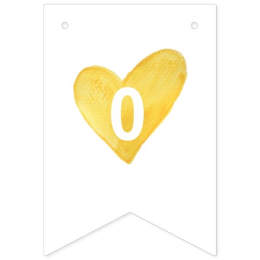 Yellow Watercolor Herzbanner Wimpelkette (Zweite Fahne)