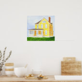 Yellow Watercolor House Poster (Küche)