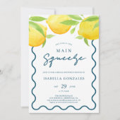 Yellow Watercolor Lemon Bridal Dusche Einladung (Vorderseite)