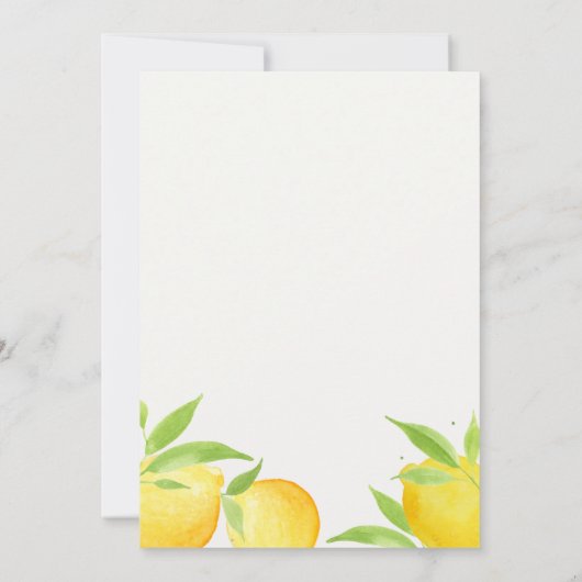Yellow Watercolor Lemon Bridal Dusche Einladung (Rückseite)