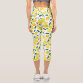 Yellow Watercolor Lemon Muster Capri Leggings (Rückseite)