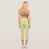 Yellow Watercolor Lemon Muster Capri Leggings (Rückseite)