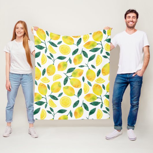Yellow Watercolor Lemon Muster Fleecedecke (Beispiel)