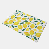 Yellow Watercolor Lemon Muster Fußmatte (Schrägansicht)