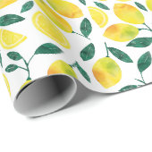 Yellow Watercolor Lemon Muster Geschenkpapier (Rolleneckpunkt)