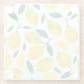 Yellow Watercolor Lemon Muster Glasuntersetzer (Rückseite)