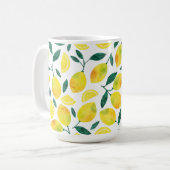 Yellow Watercolor Lemon Muster Kaffeetasse (Vorderseite Links)