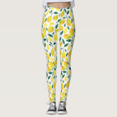 Yellow Watercolor Lemon Muster Leggings (Vorderseite)