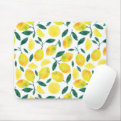 Yellow Watercolor Lemon Muster Mousepad (Mit Mouse)