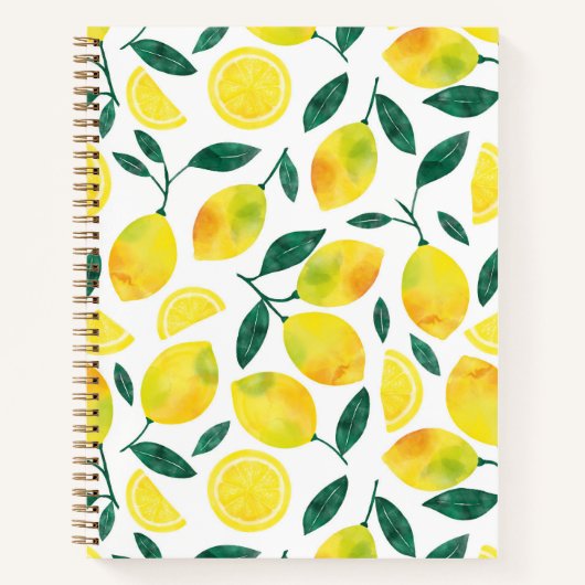 Yellow Watercolor Lemon Muster Notizblock (Vorderseite)