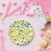 Yellow Watercolor Lemon Muster Pappteller (Party)