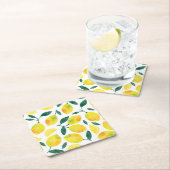 Yellow Watercolor Lemon Muster Rechteckiger Pappuntersetzer (Vor Ort)