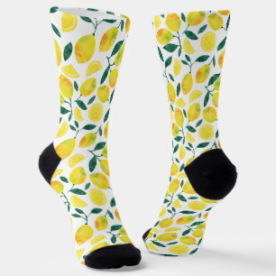 Yellow Watercolor Lemon Muster Socken