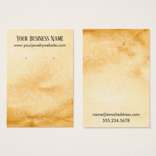 Yellow Watercolor Mandala Earring Display Cards (Vorne & Hinten)