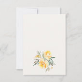 Yellow Watercolor Rose Blume Hochzeit RSVP Karte (Rückseite)