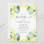 Yellow Watercolor Rose Garland Bridal Brunch Einladung (Vorderseite)