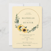 Yellow Watercolor Sonnenblume Country Wreath Weddi Einladung (Vorderseite)