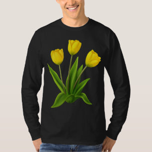 Yellow Watercolor Tulip Floral Blume Bouquet Spri T-Shirt