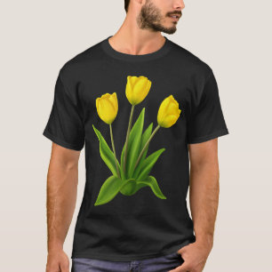 Yellow Watercolor Tulip Floral Blume Bouquet Spri T-Shirt