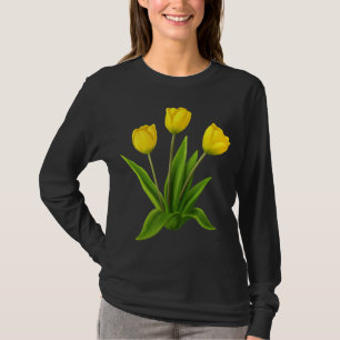 Yellow Watercolor Tulip Floral Blume Bouquet Spri T-Shirt